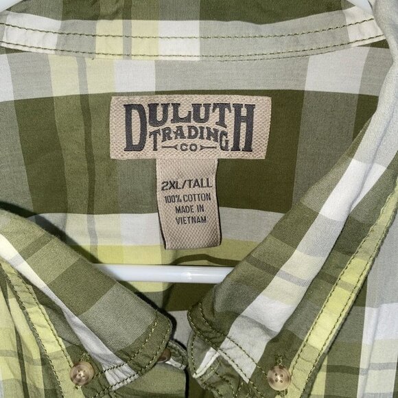 Duluth Trading Co. Men's Green Plaid Button Down Short Sleeve Shirt Sz 2XL-T - Picture 5 of 8